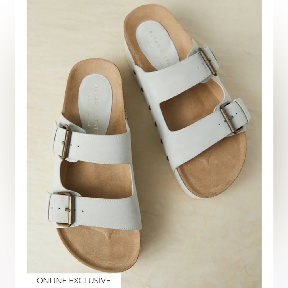new with tags altard state serenna platform sandal in light grey - Picture 2 of 4